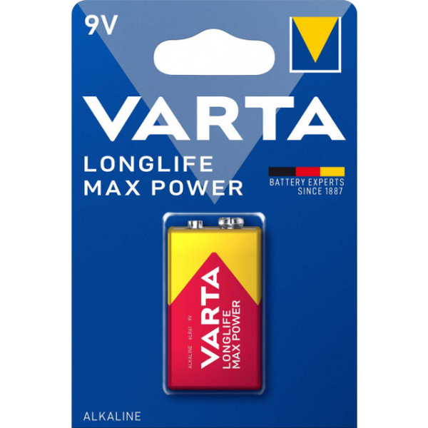 Pile 9V 6LR61 Alcalines Longlife Max Power 640mAh Varta