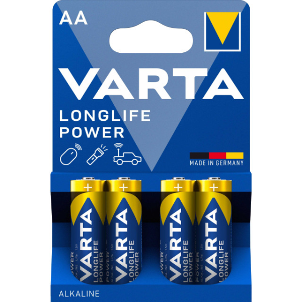 4 Piles LR06 AA Alcalines Longlife Power 1.5V 2970mAh VARTA