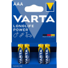 PILES LR3 ALCALINES Longlife Power AAA 1.5V BL4 VARTA