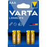 PILES LR03 ALCALINES AAA LONGLIFE 1.50V 1200mAh BL4 VARTA