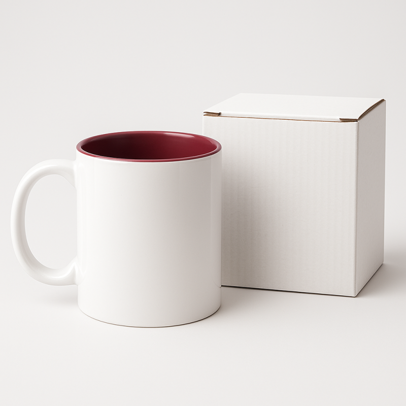 Mug Personnalisable Blanc – Intérieur Bordeaux